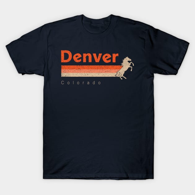 Vintage Denver Football Retro Colorado Bronco At Game day T-Shirt by Hong Lien 